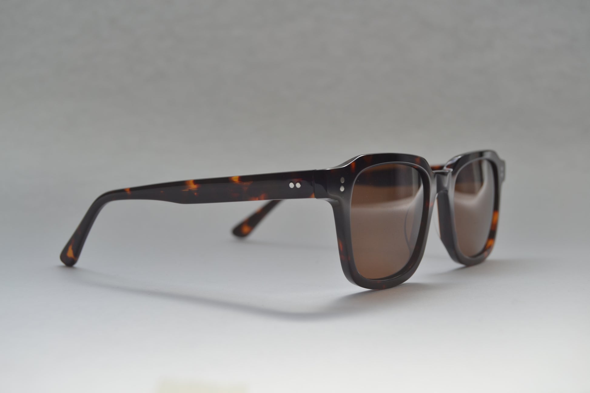A pair of Bardovano sunglasses with polarized and UV lenses, side view